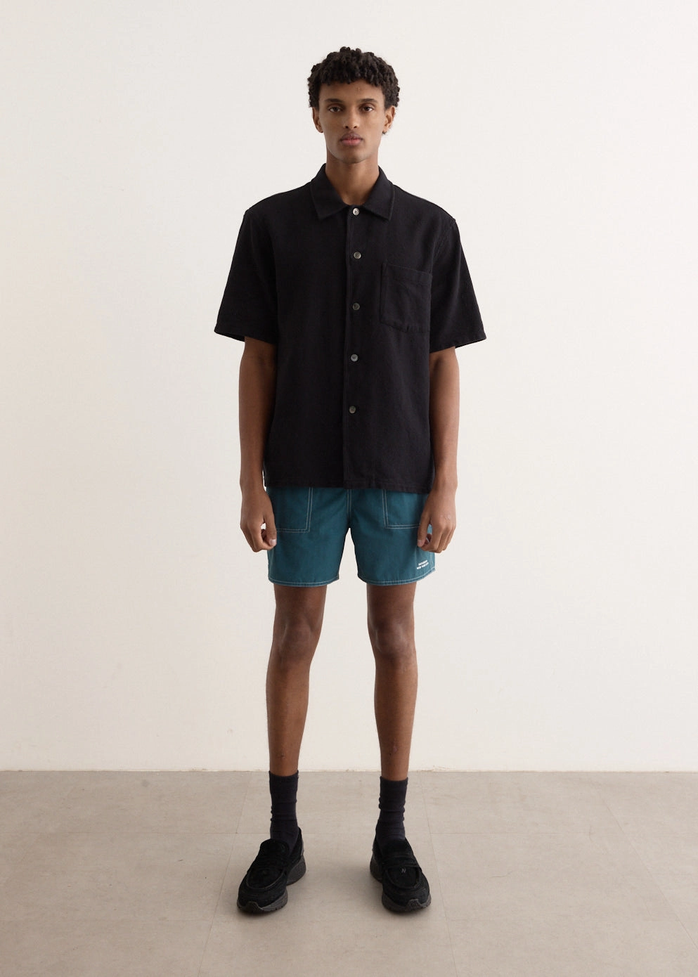 Geometric Pattern Talley Contrast Stitch Swim Shorts