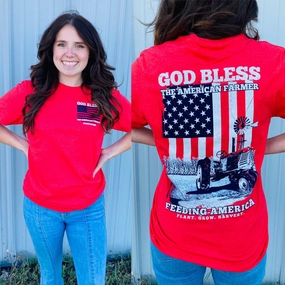 Texas True God Bless The American Farmer Tee Anti Odor Finish Friction Reducing Finish