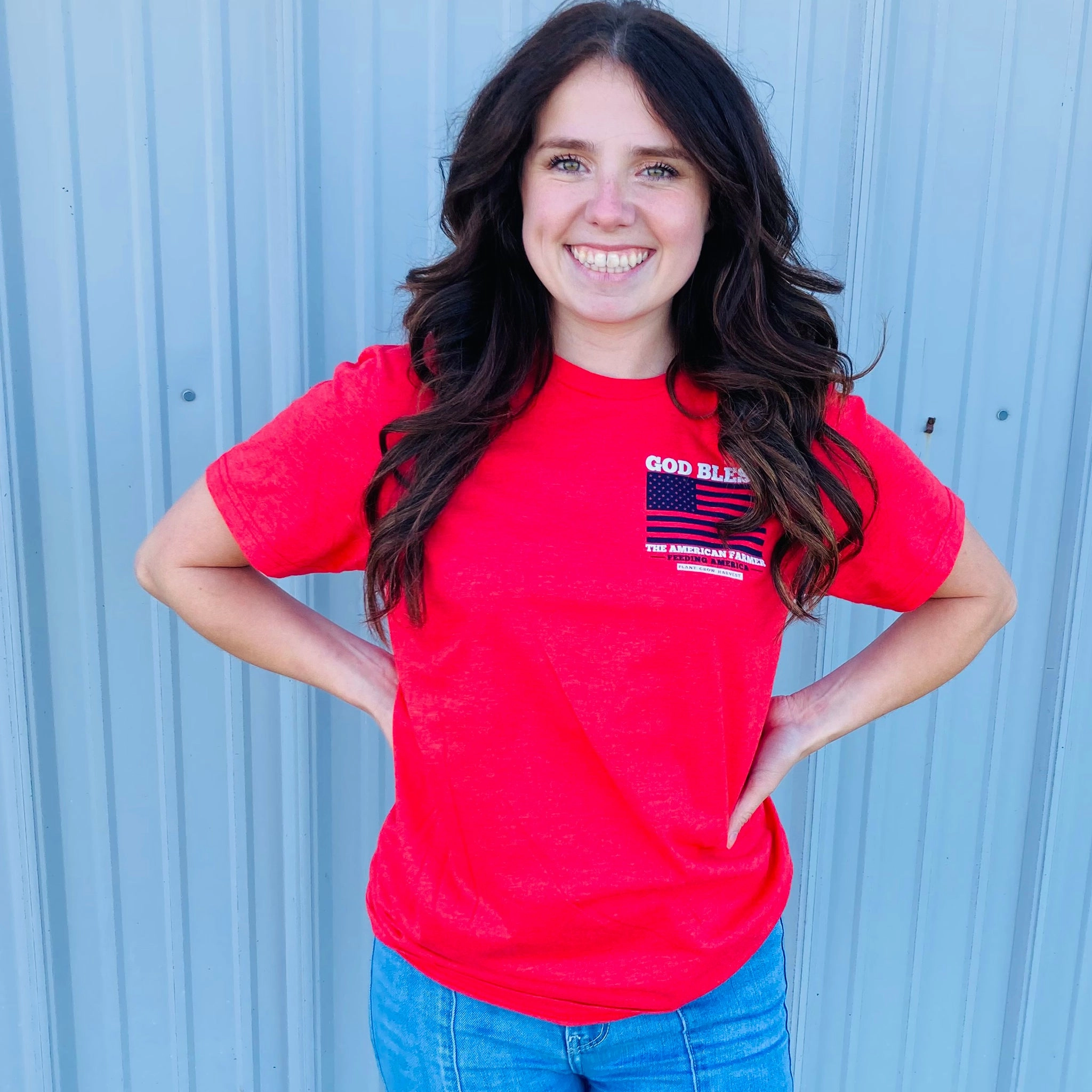 Adaptive Waistband Texas True God Bless The American Farmer Tee