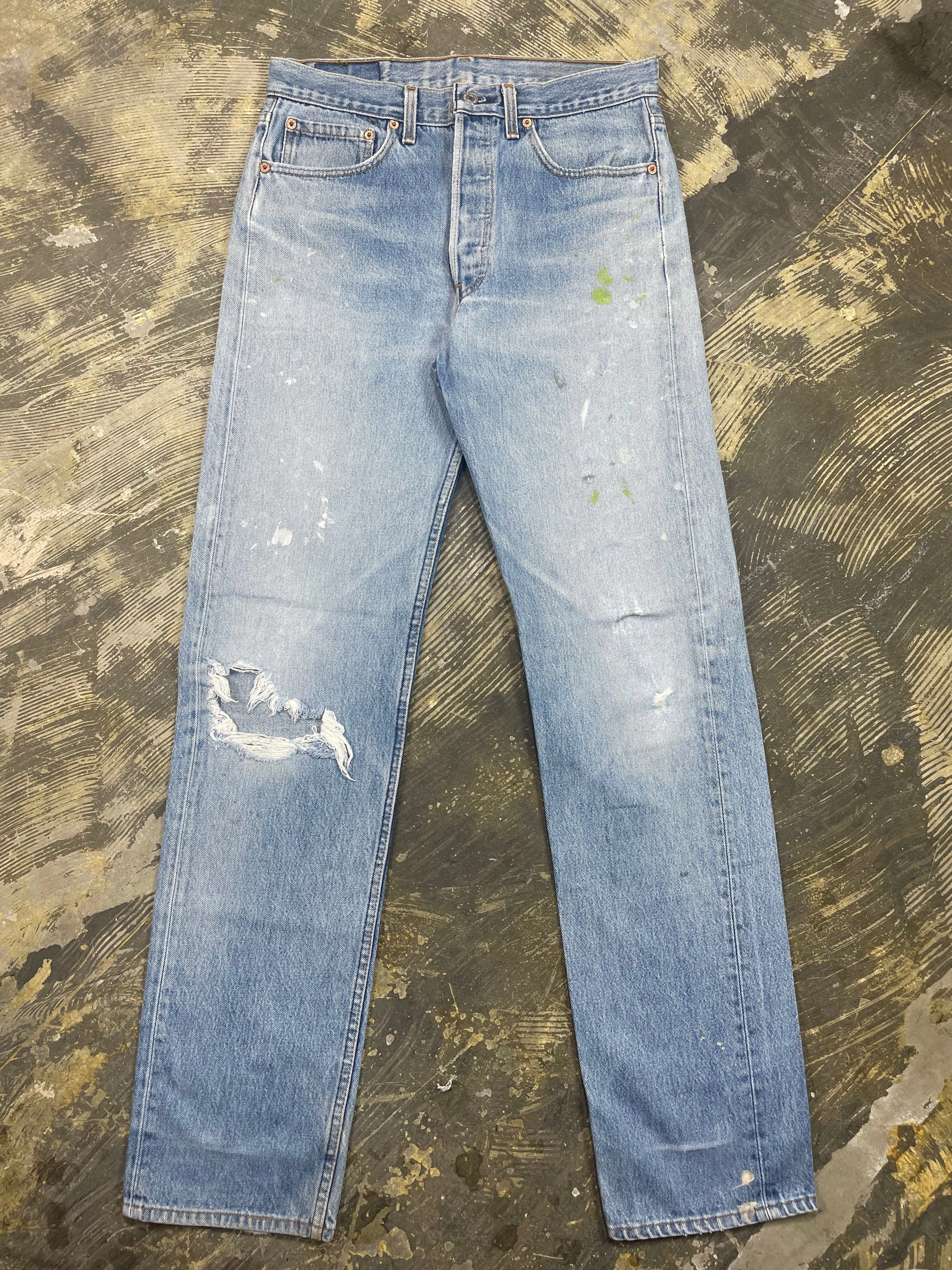 Essential Style Vintage USA Made Levi 501xx Premium Wash & Paint Denim Jeans (JYJ-0313)