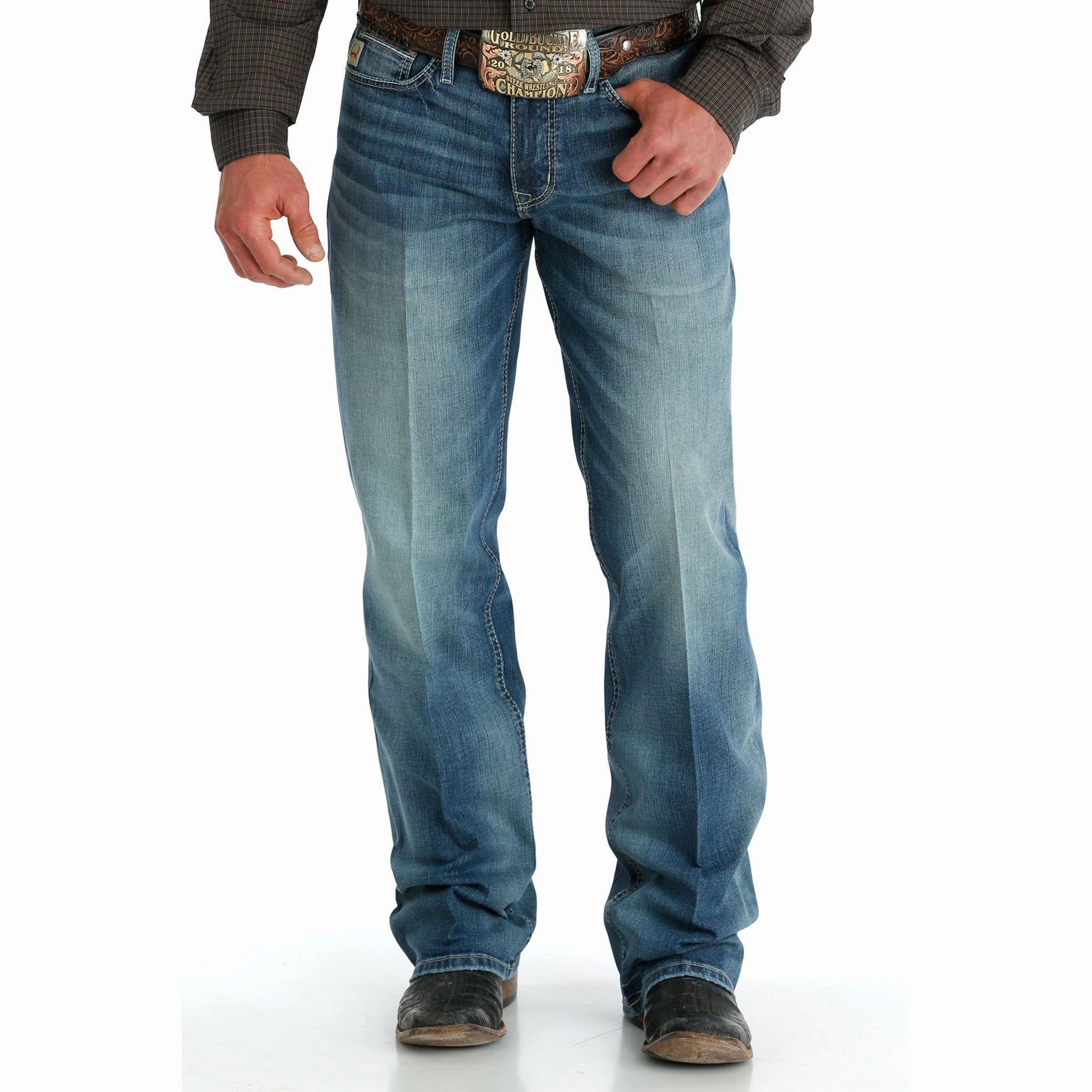 Cinch Men's Med Stone Wash Heavy Stitch Grant Jeans Spring Attire