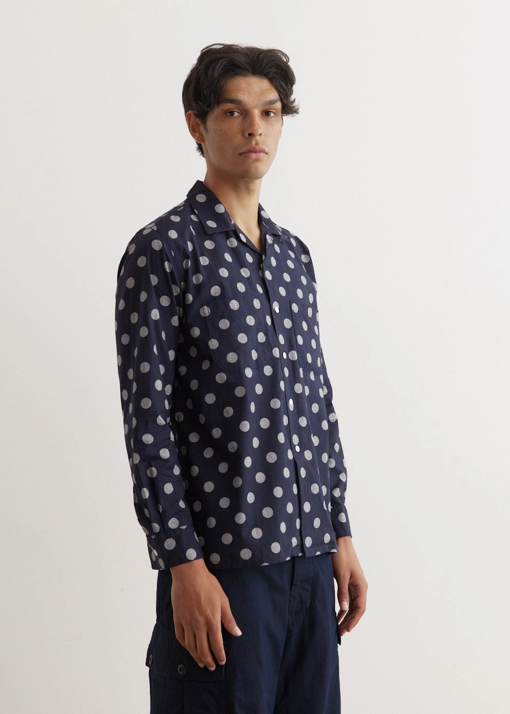 Stretch Material Unisex Option Open Dot Print Shirt