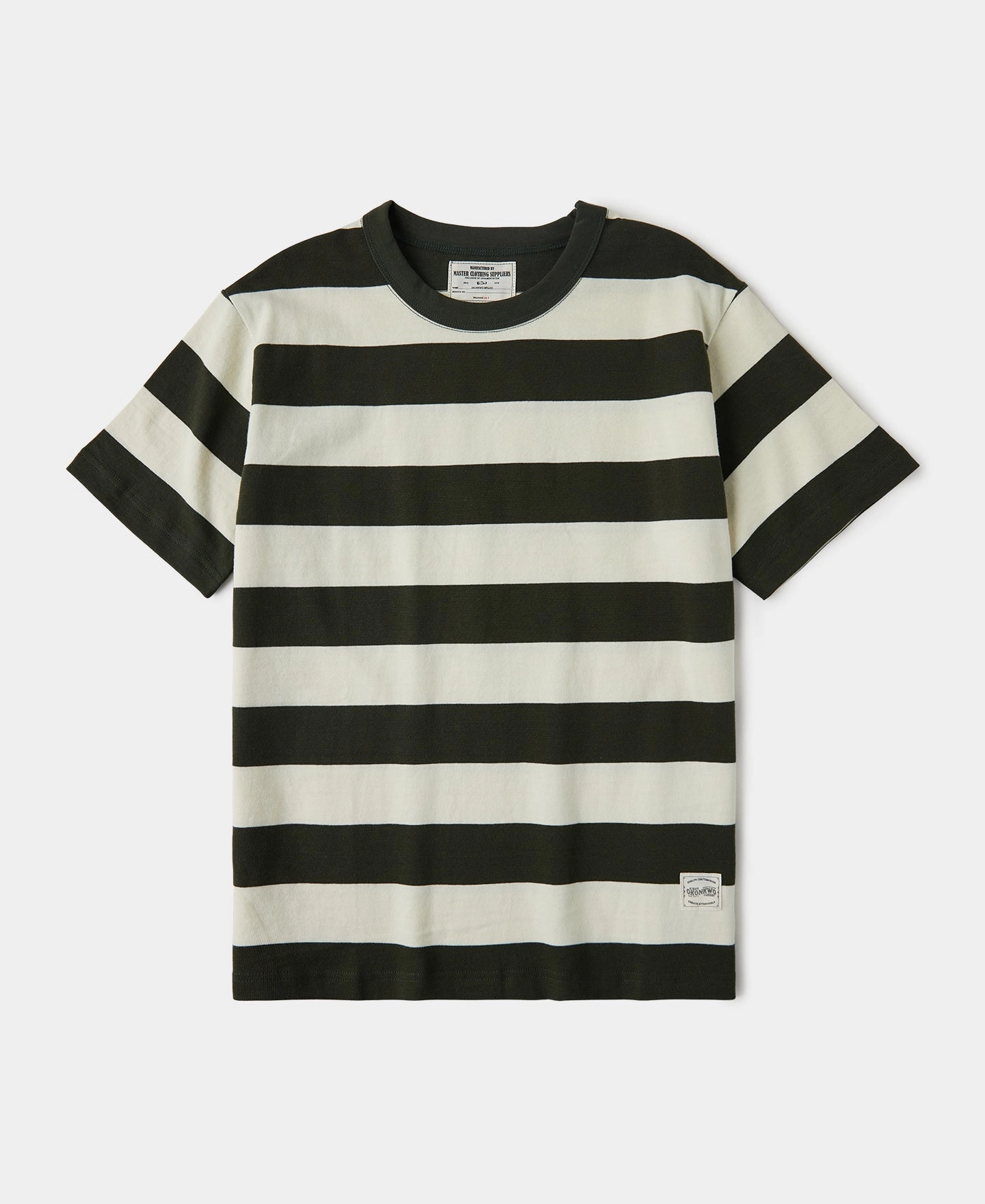 Heavyweight Striped Biker T-Shirt - White/Green Trendy Floral Print