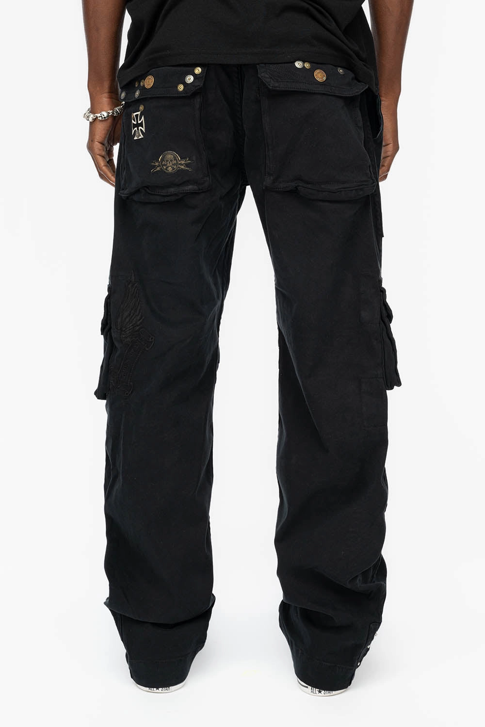 ORIGINAL ROBIN??S JEAN CALL OF DUTY CARGO PANTS IN BLACK COLOR  WITH ROCK N ROLL PATCH Abrasion Resistant Surface