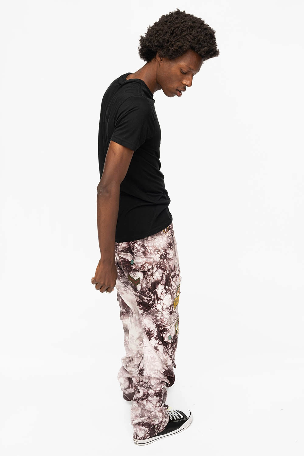 ORIGINAL ROBIN??S JEAN CALL OF DUTY CARGO PANTS IN CRYSTAL TYE DYE PURPLE WITH PATCH Elegant Travel Outfit Minimalist Style Soft Fabric