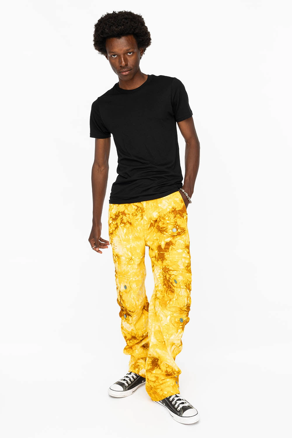ORIGINAL ROBIN??S JEAN CALL OF DUTY CARGO PANTS IN TYE DYE TAN YELLOW High-Quality Fabric Cropped length