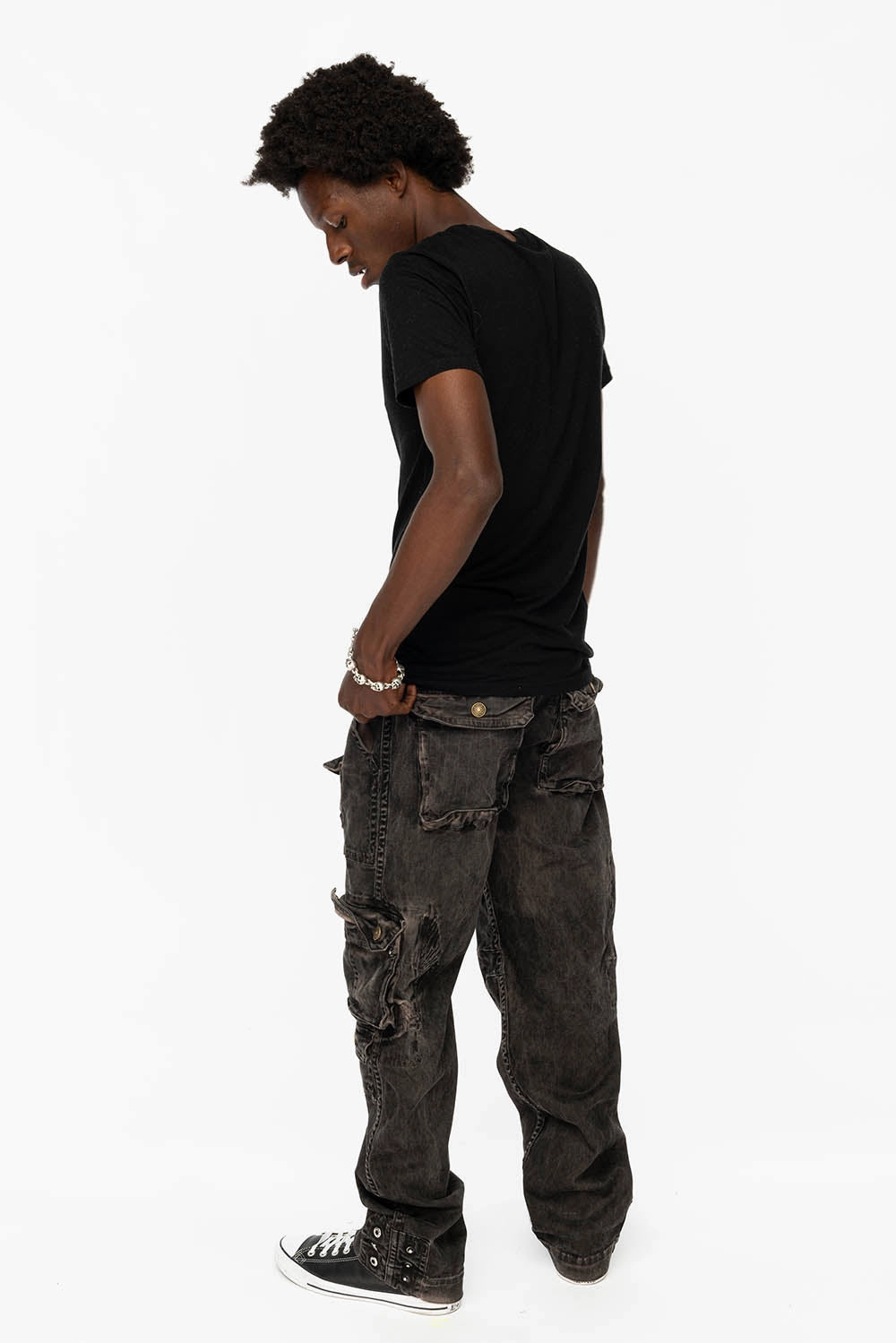 Cool Texture Tailored Fit ORIGINAL ROBIN??S JEAN CALL OF DUTY CARGO PANTS IN VINTAGE CHARCOAL WASH