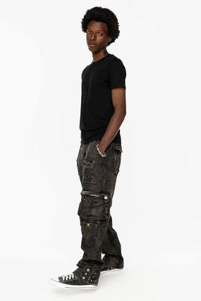 Fashion Focus Wearable Piece ORIGINAL ROBIN??S JEAN CALL OF DUTY CARGO PANTS IN VINTAGE CHARCOAL WASH
