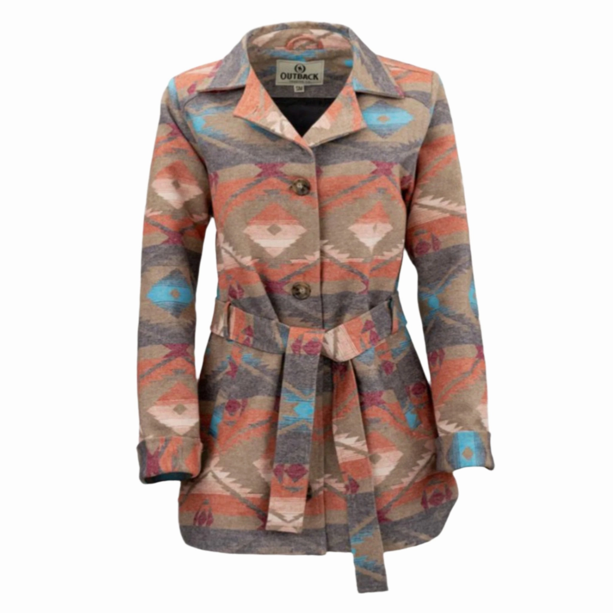 Eco Friendly Production Abrasion Proof Edging Outback Women's Rust Aztec Vara Coat