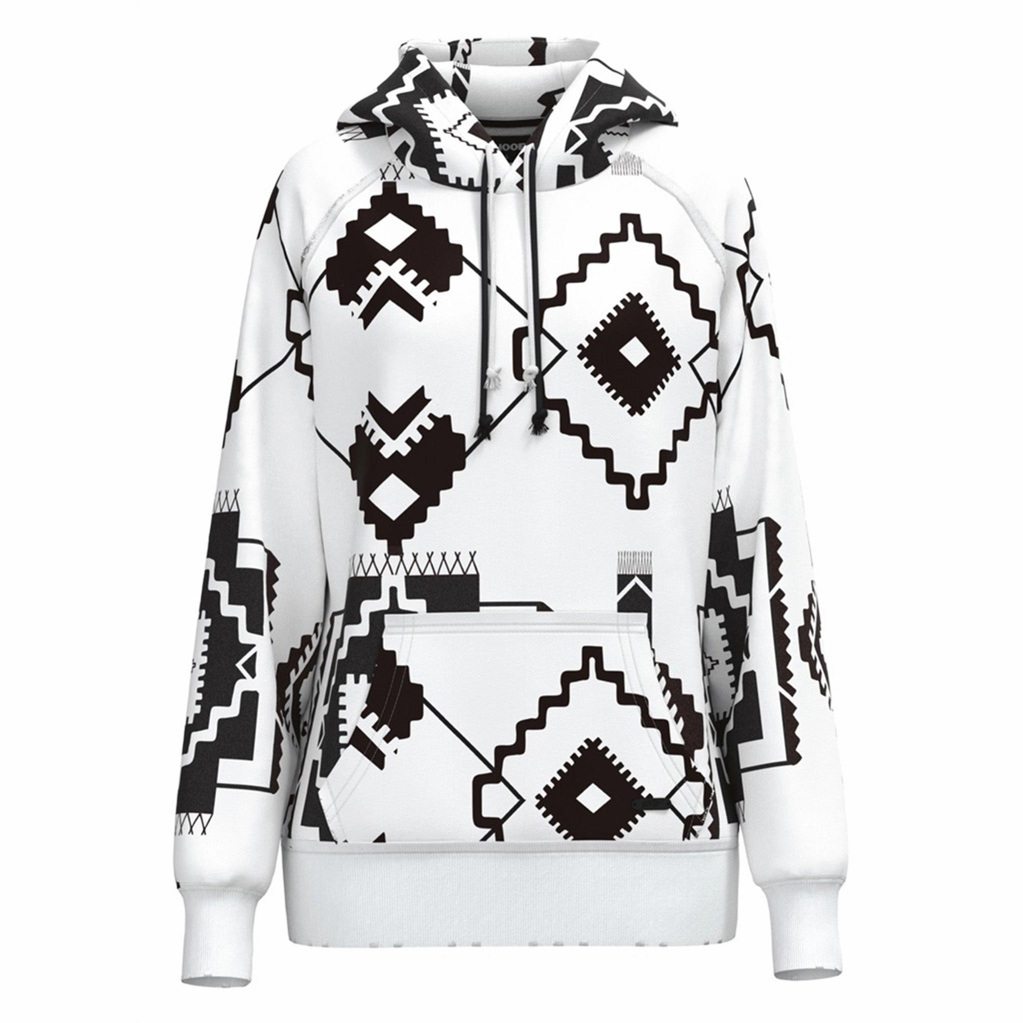 FullCoverageHood Adjustable Hem Hooey Women's Chaparral White & Black Aztec Hoodie