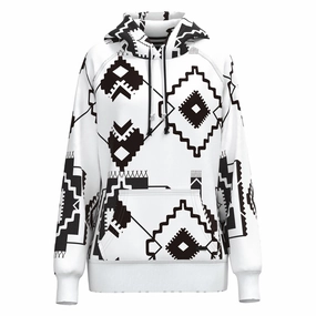 Stretchable Waistband Collar Stabilization System Hooey Women's Chaparral White & Black Aztec Hoodie