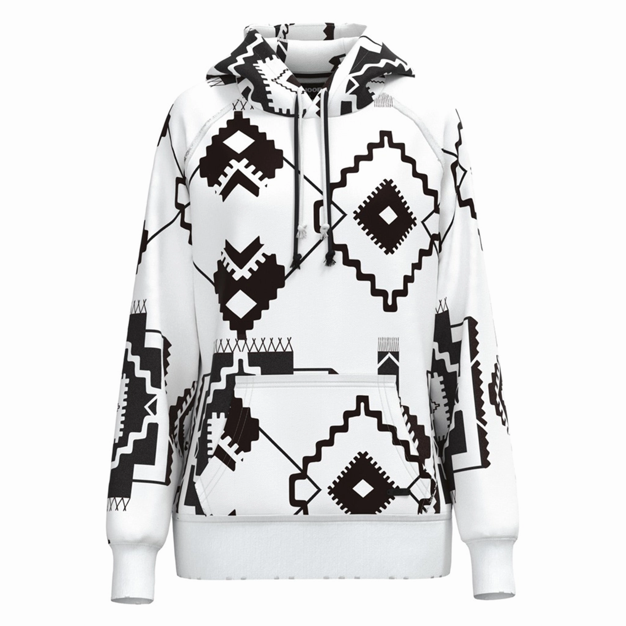 Reinforced Elbows Hooey Women's Chaparral White & Black Aztec Hoodie