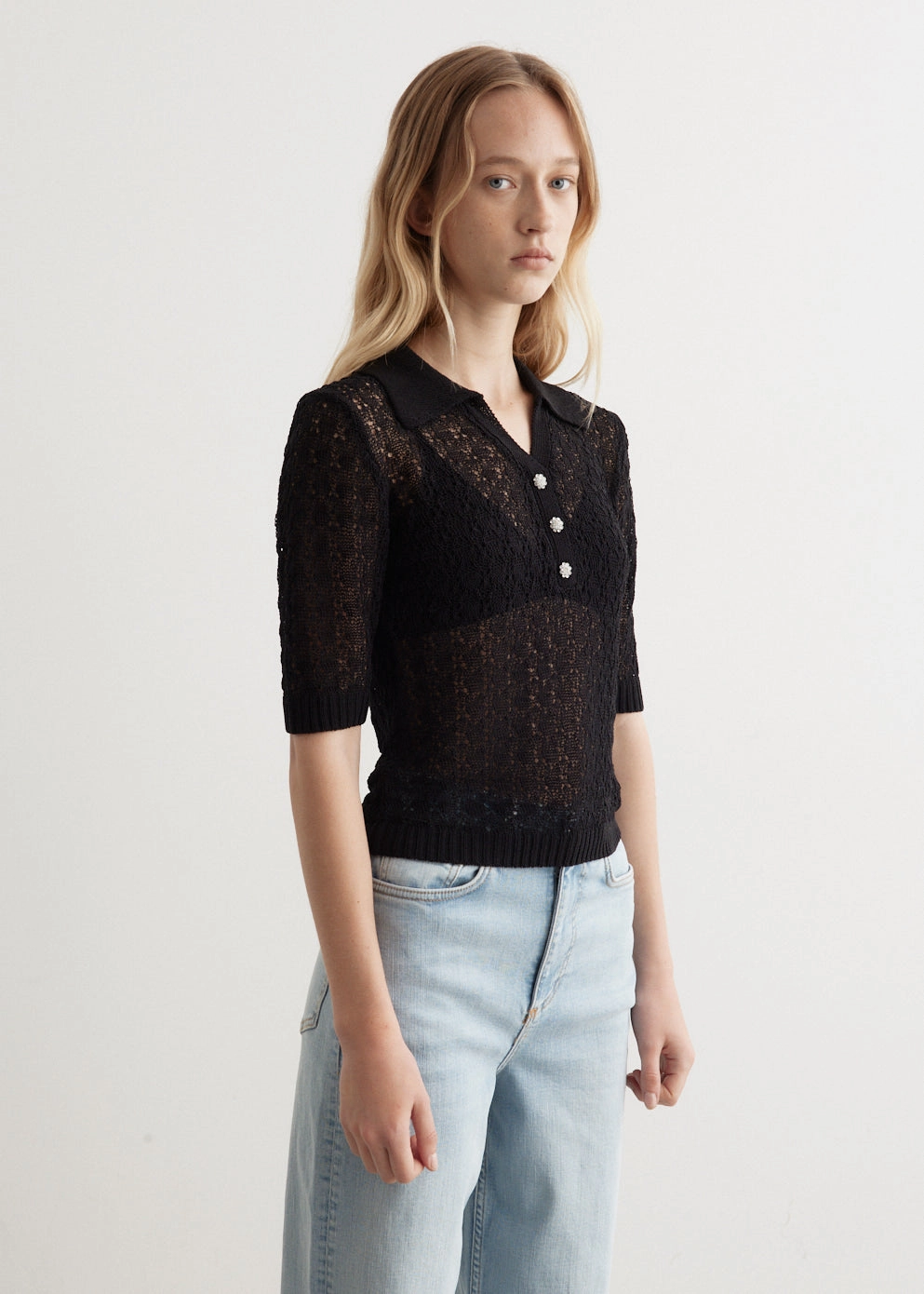 Chill Fit Shiny Pointelle Knit Short Sleeve Polo