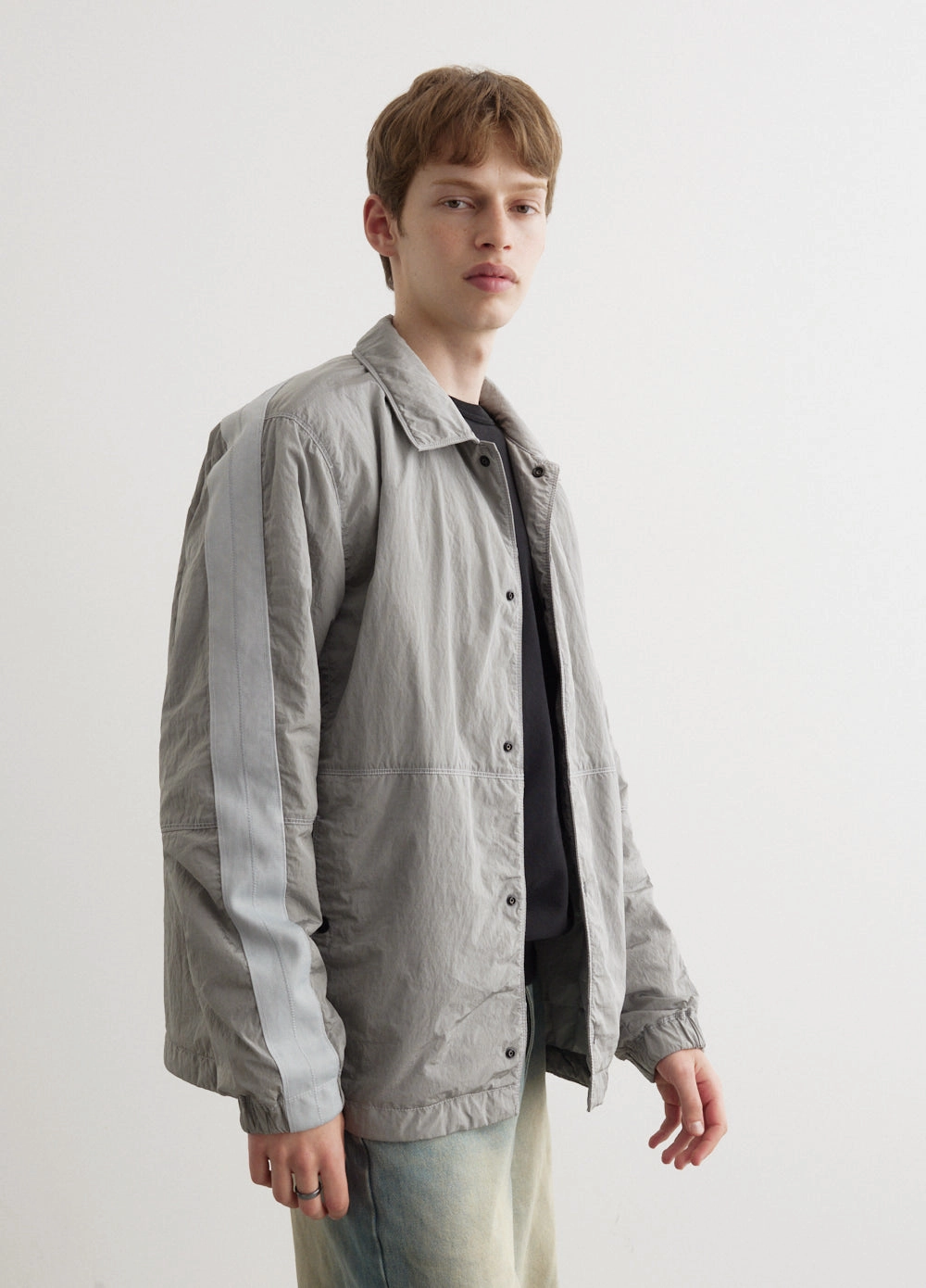 Iridescent Nylon Metal Light Jacket Frictionless Lining Glossy Finish