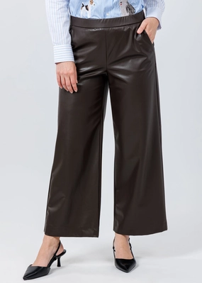 Perfect Fit Wear Palina 6/8 Vegan Leather Culotte Pants - Tabak
