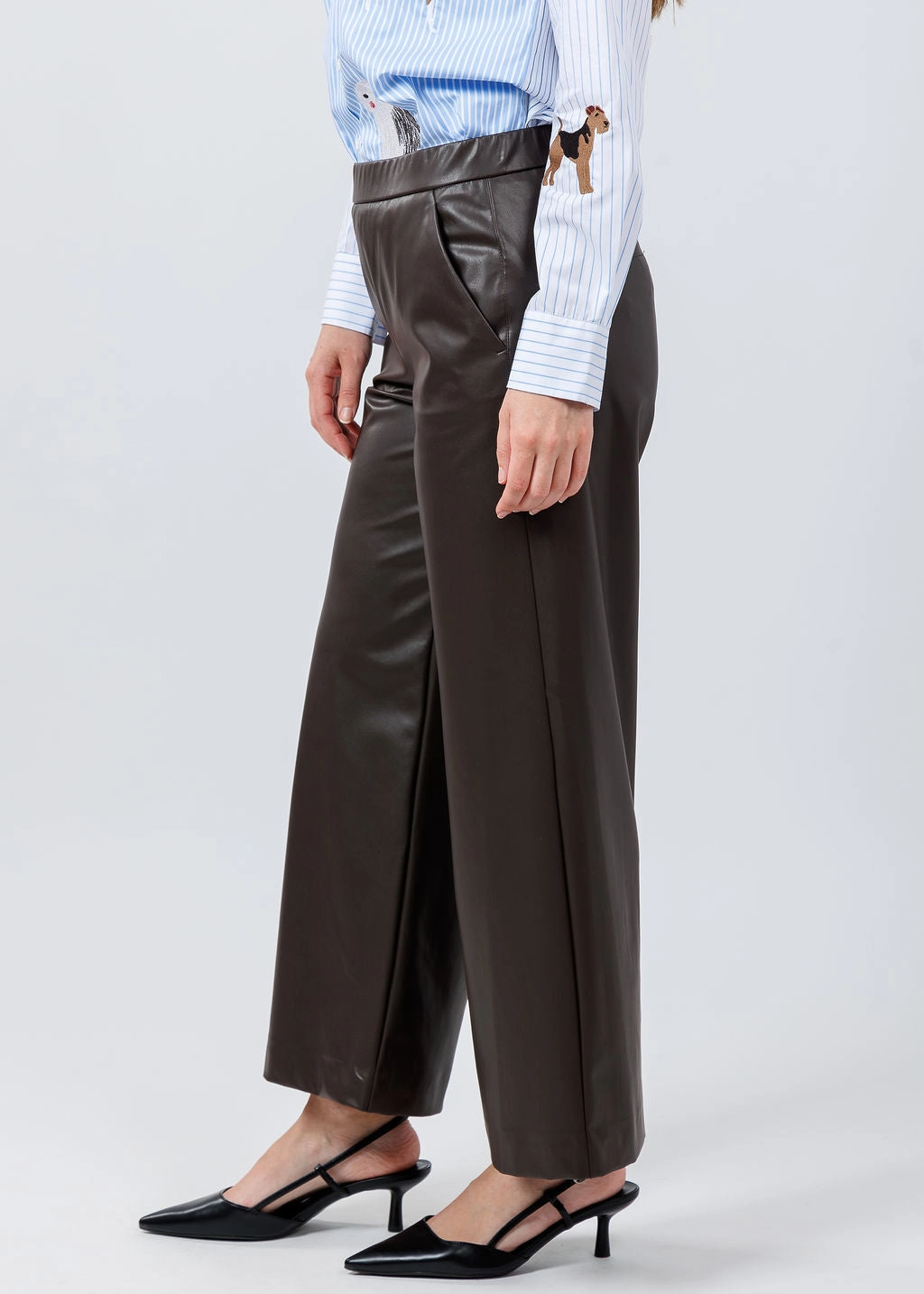 Palina 6/8 Vegan Leather Culotte Pants - Tabak Lightweight Weave DurableReinforcedMaterial