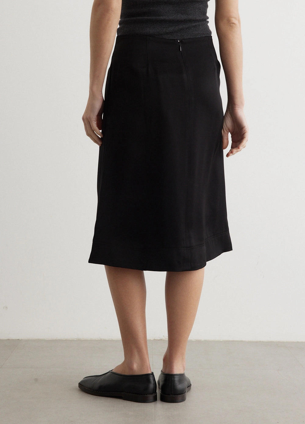 Paneled Satin Skirt Breezy Look Day Wear