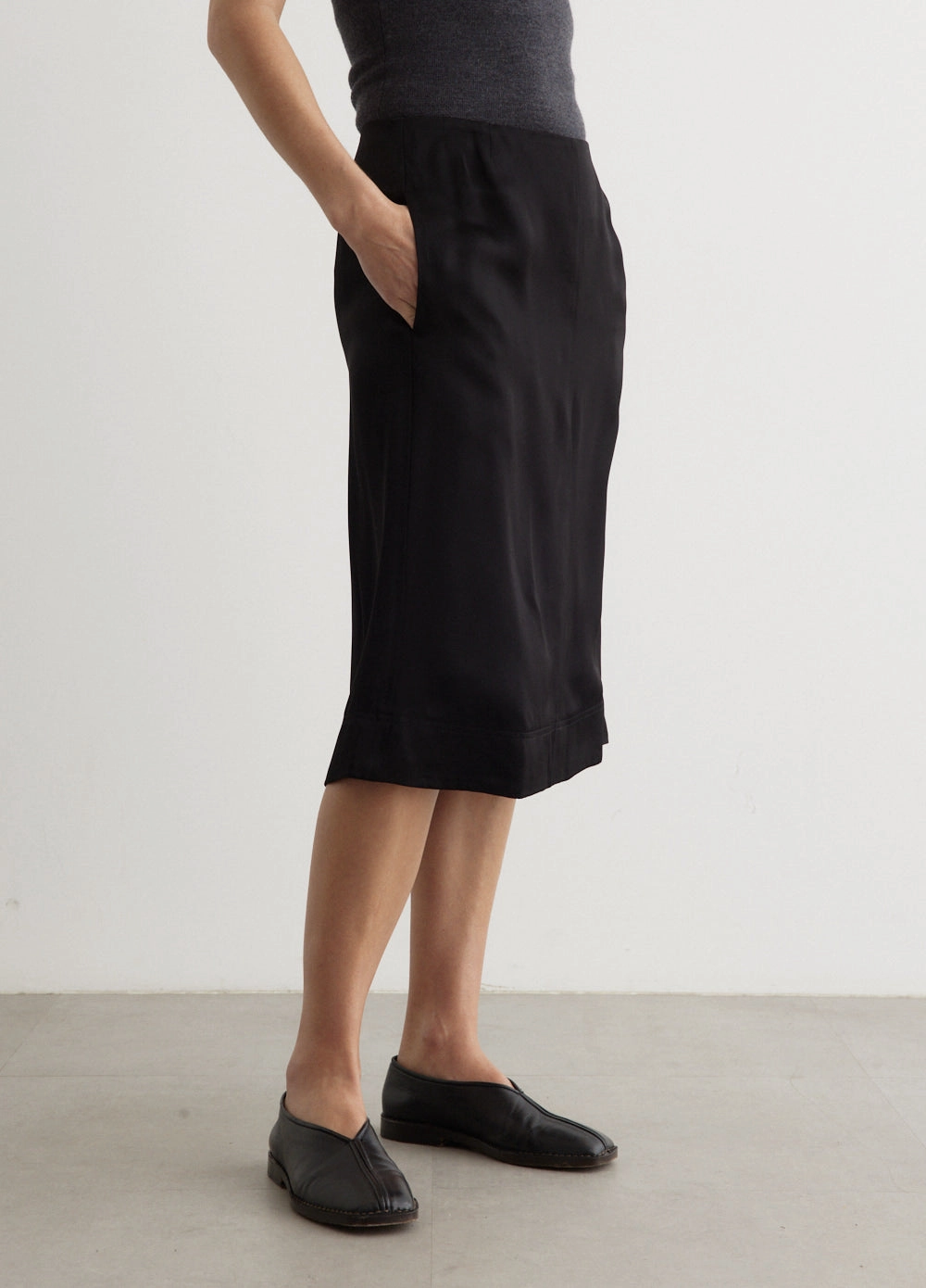 Recycled Polyester Paneled Satin Skirt