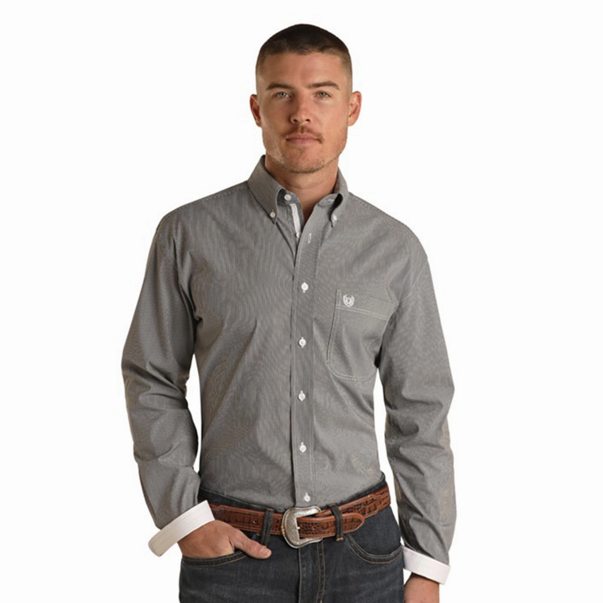EasyCare Fabric Weekend Casual Panhandle Men's Charcoal Shirt