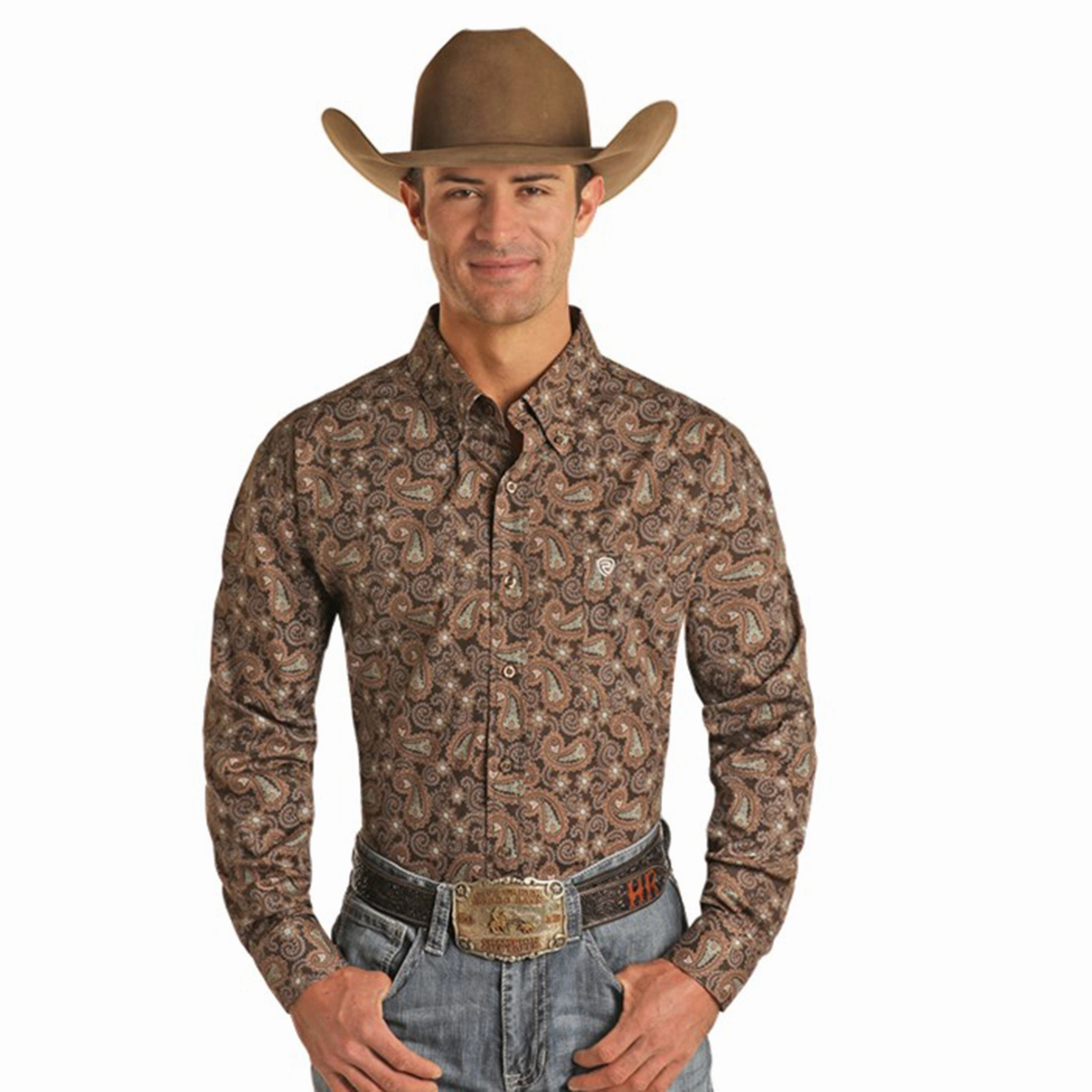 Panhandle Men's Dark Brown Paisley Shirt Iconic look
