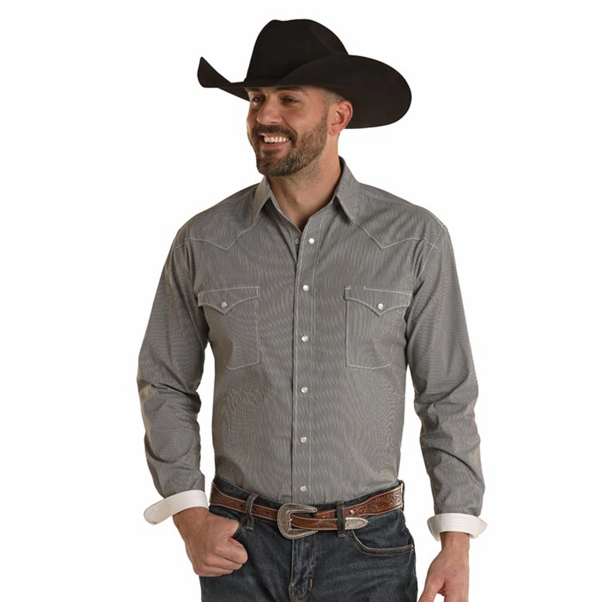 Perfect Fit Panhandle Men's Solid Charcoal Shirt