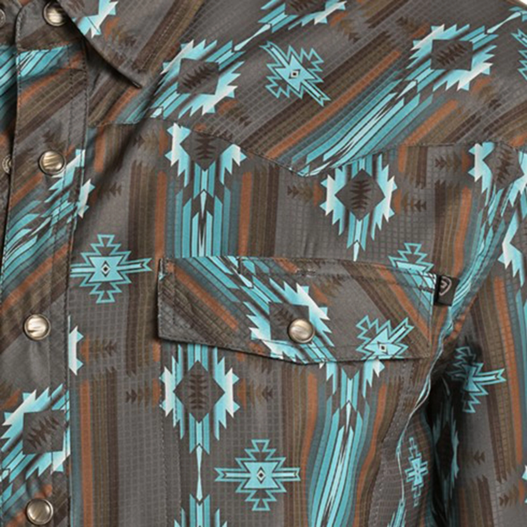 Panhandle Men's Teal Aztec Long Sleeve Country Charm