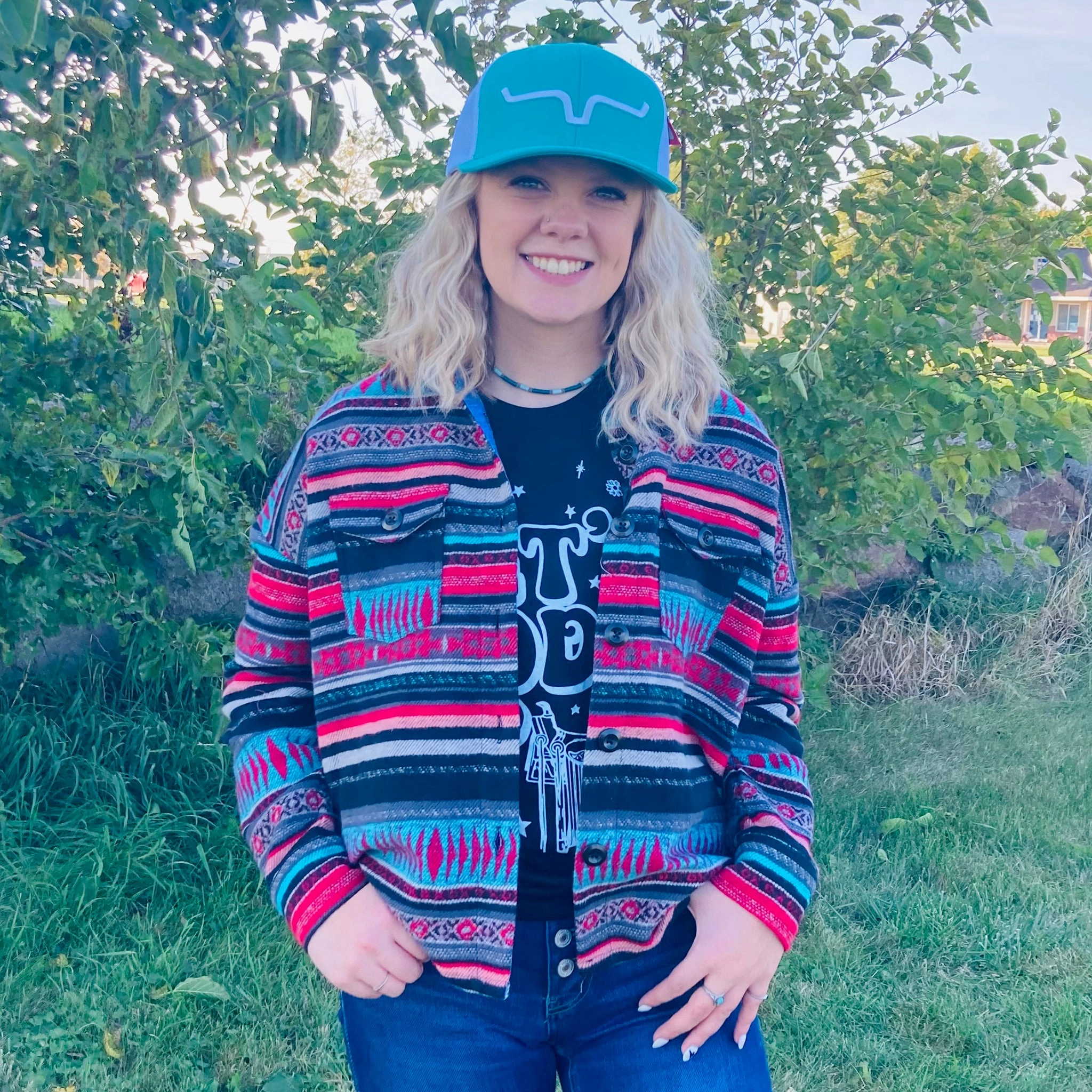 Panhandle Slim Aztec Shacket Foldable Collar