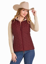Panhandle Slim Red Reversible Aztec and Quilted Vest Changeable Style