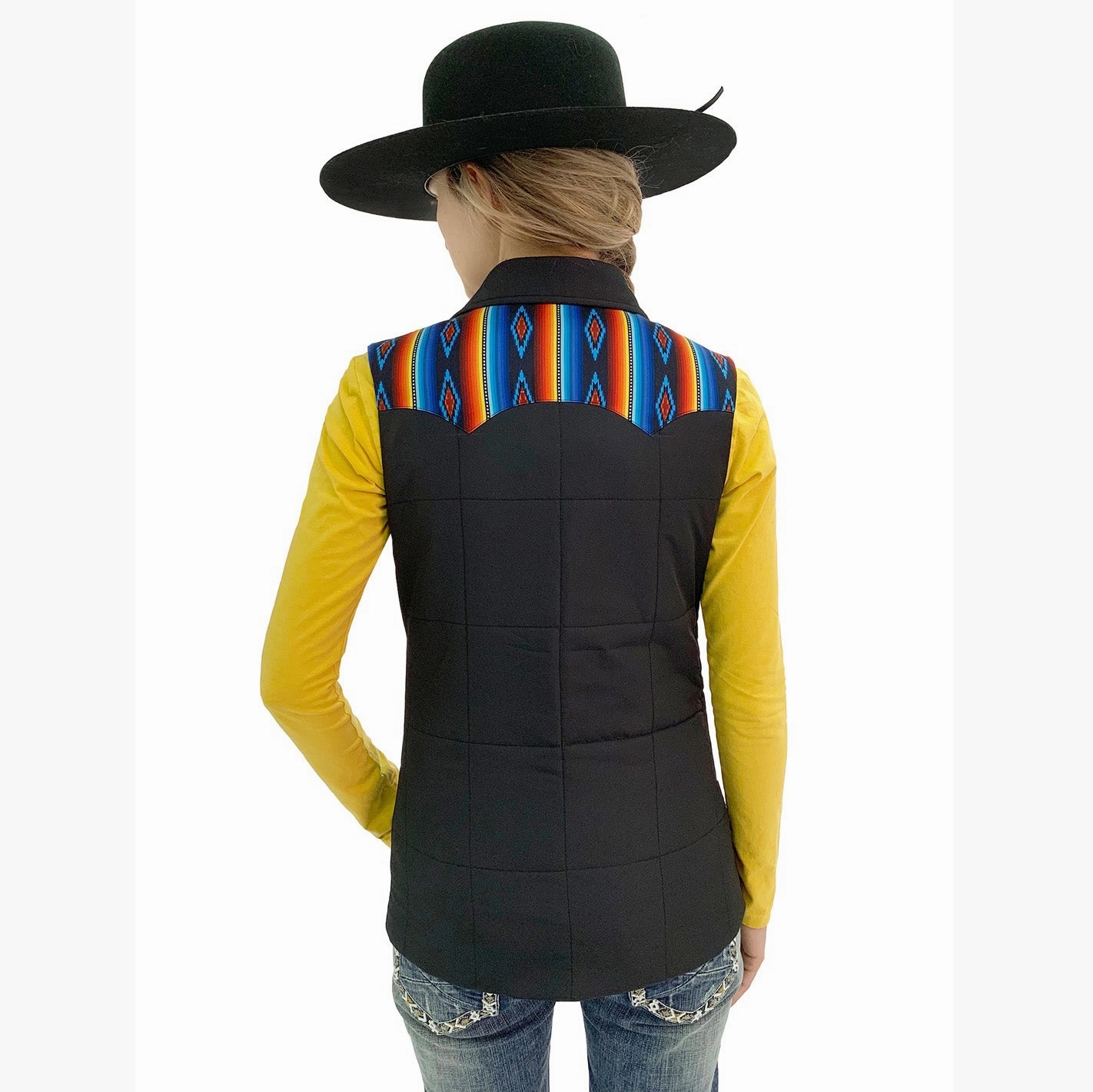 Odor Resistant Lining Panhandle Slim Women's Black Aztec Yoke Vest
