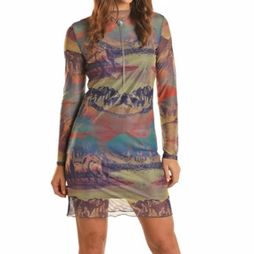 LowProfileZipper Panhandle Slim Women's Mesh Horse Print Dress