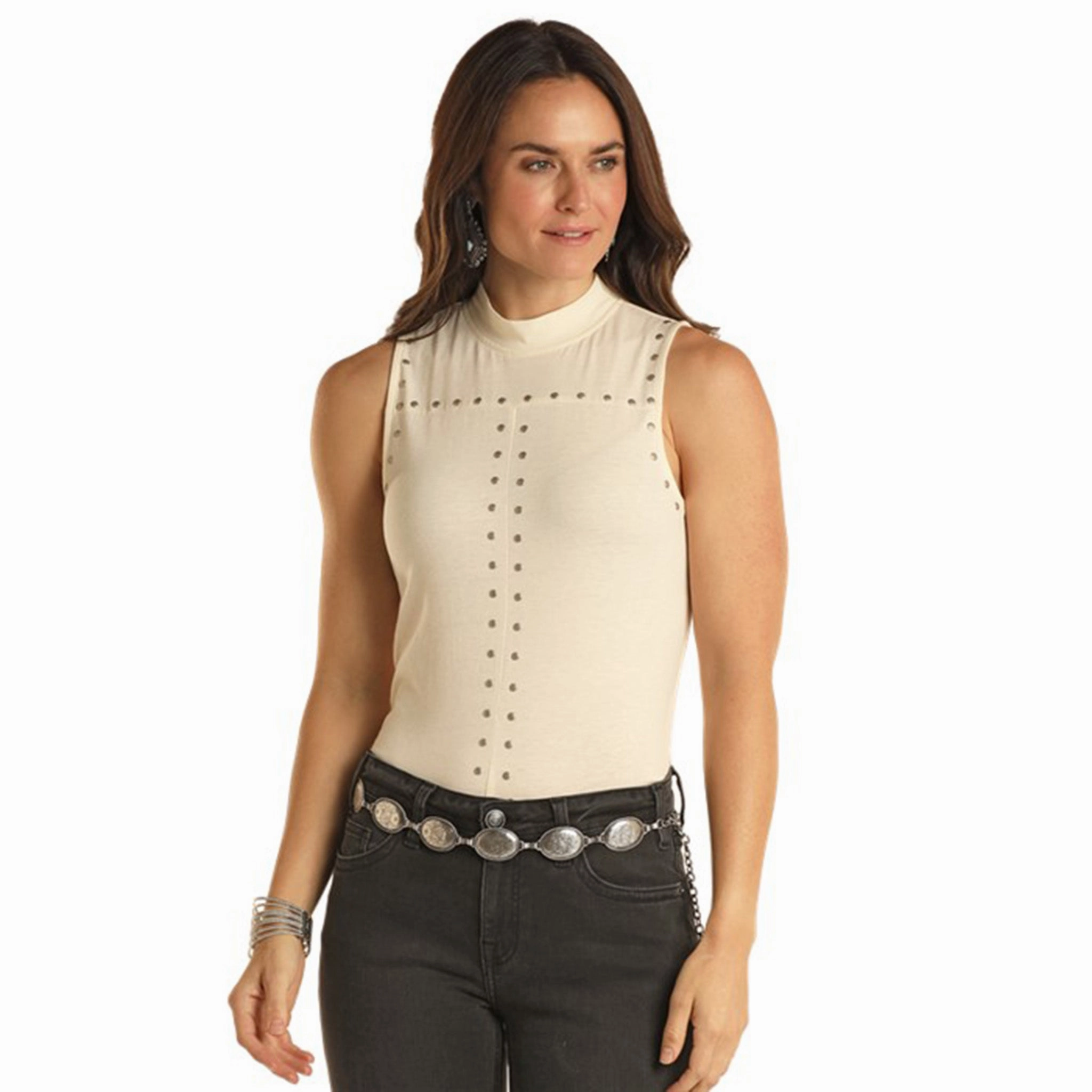 FlexibleWaistband HypoallergenicFabric Panhandle Slim Women's Mock Neck Tank