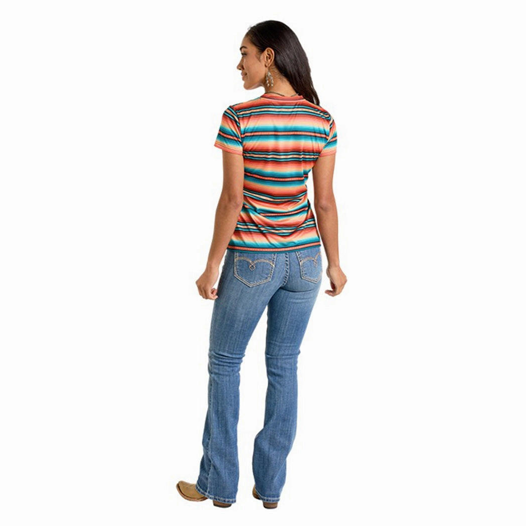 Panhandle Slim Women's Multi Stripe Performance Tee Bonded Seam Tape WrinkleResistant Cloth