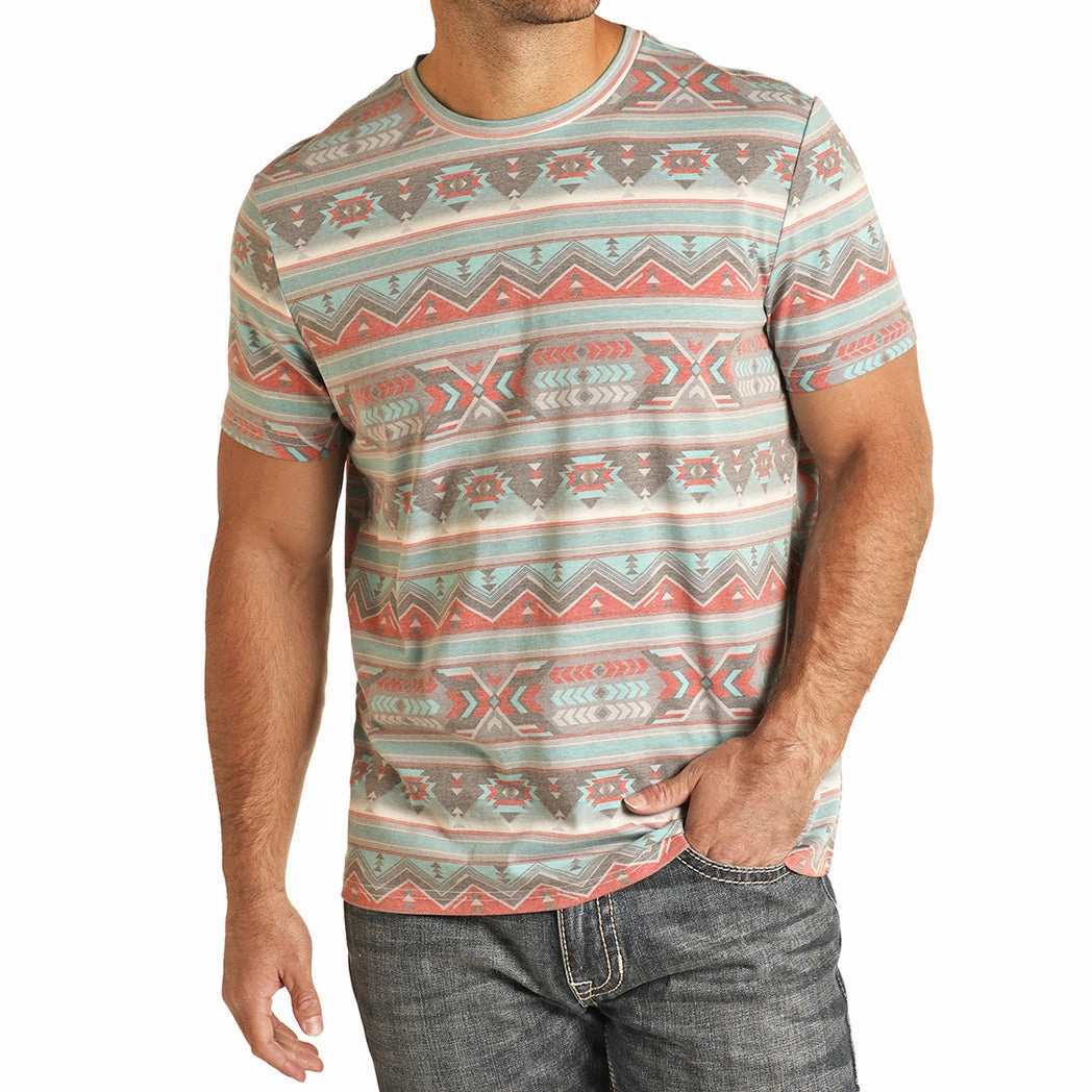 Panhandle Unisex Turquoise/Red Aztec Tee Urban Trend Cozy Wear