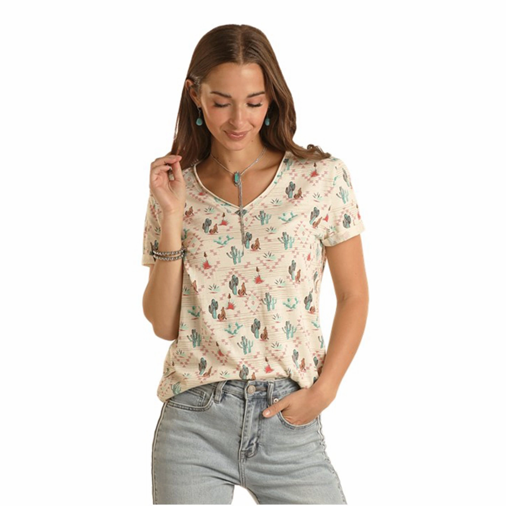 Panhandle Women's Desert Scene T-shirt SnagProof Flexible Knit