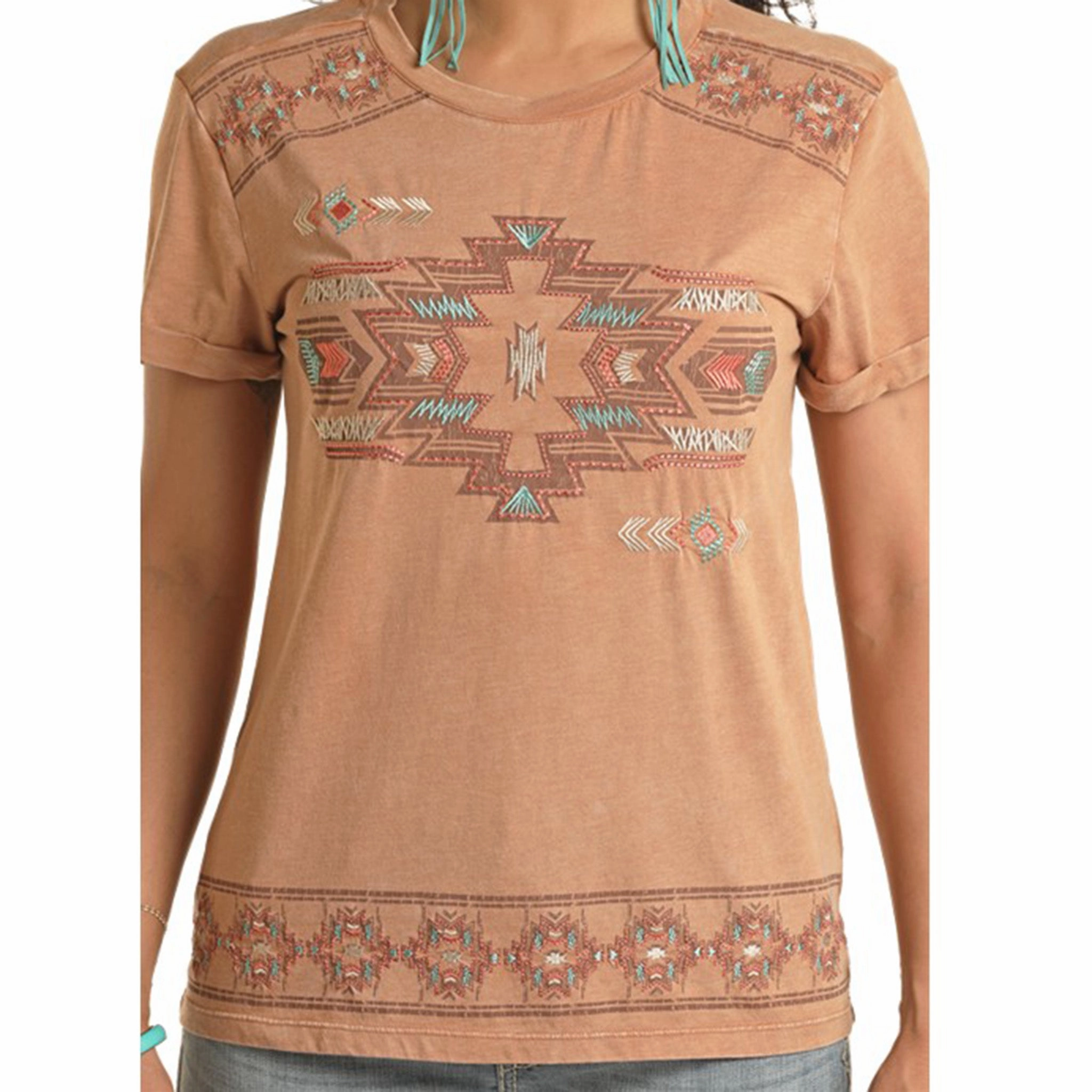 Cool Fabric Panhandle Women's Tan Aztec Tee
