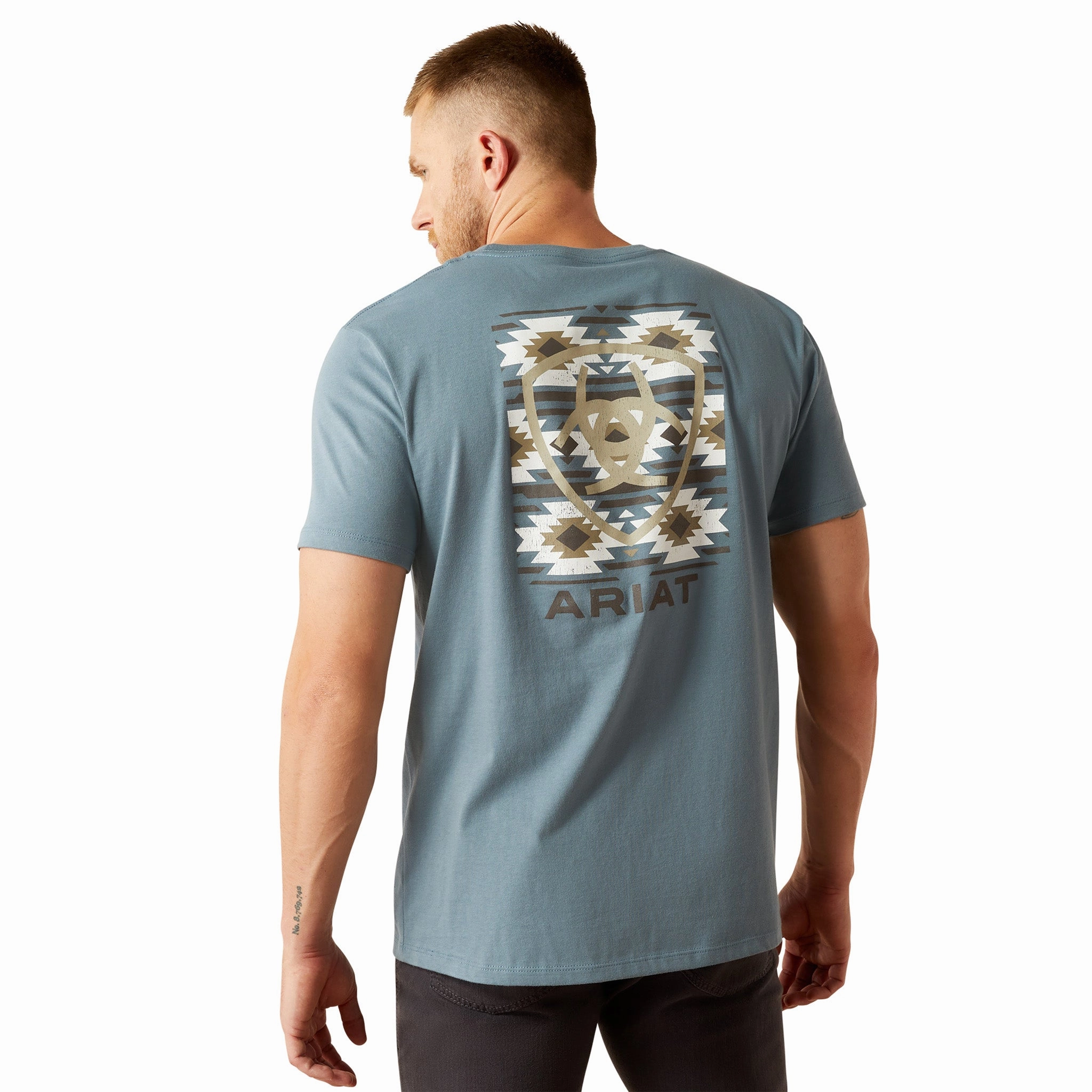 Abstract print Urban Style Ariat Men's Light Denim Colored Eagle Rock Tee