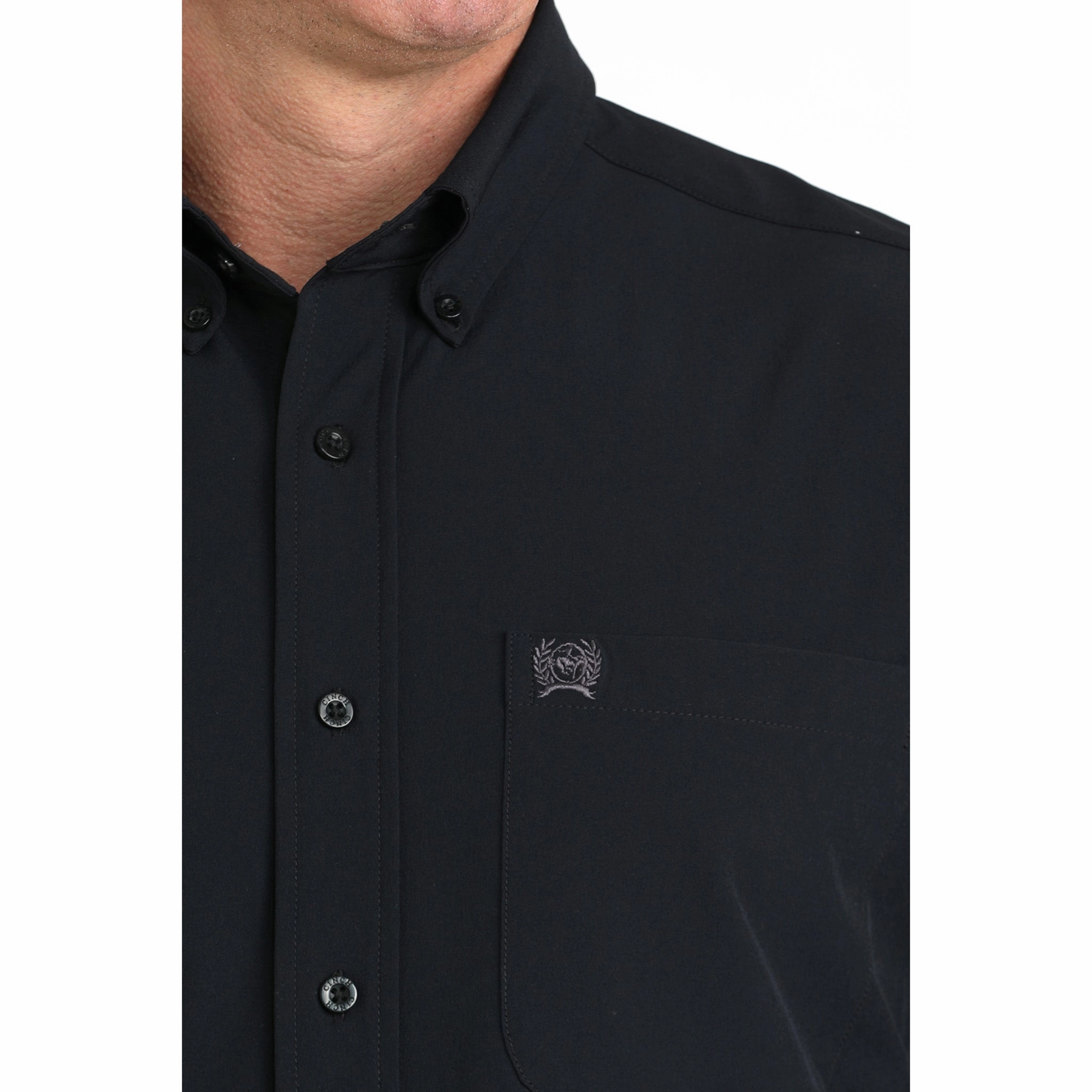 Cinch Men's Solid Black Arena Flex Long Sleeve Shirt Ribbed Trim Anniversary Special