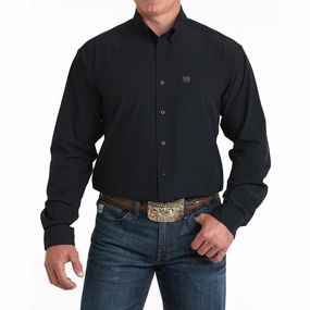 Smooth Stitch Pattern Plus size option Cinch Men's Solid Black Arena Flex Long Sleeve Shirt