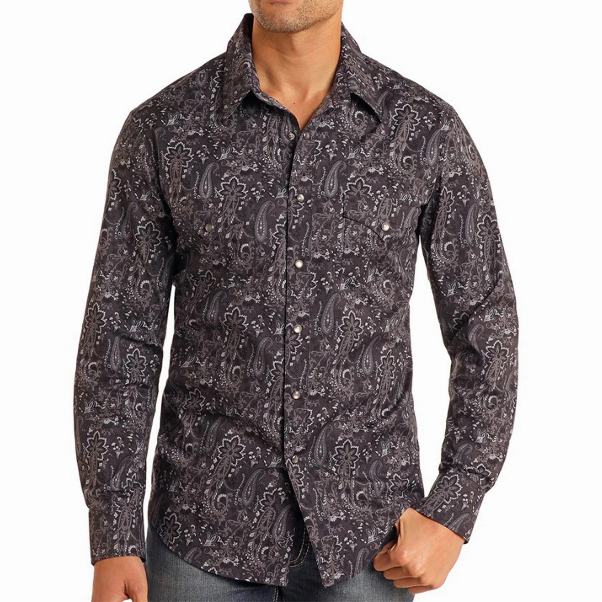 Pure Cotton Rock & Roll Men's Black Paisley Shirt