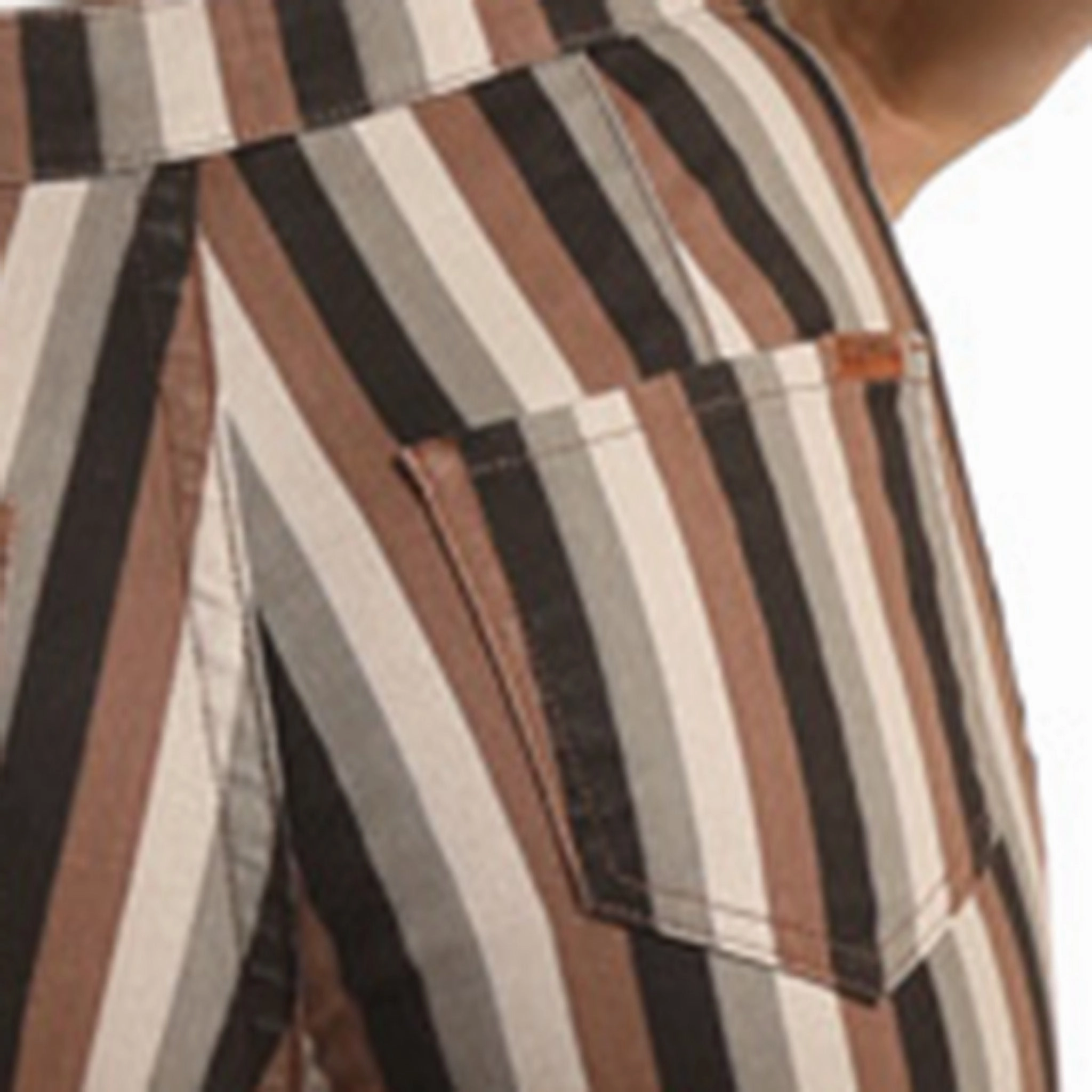 Rock & Roll Brown Multi Striped Stretch Pull-On Bell Bottoms Popular Option