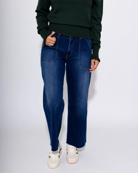 Flexible Waistband No Fuss Fit Petite Palazzo Jeans in Dark