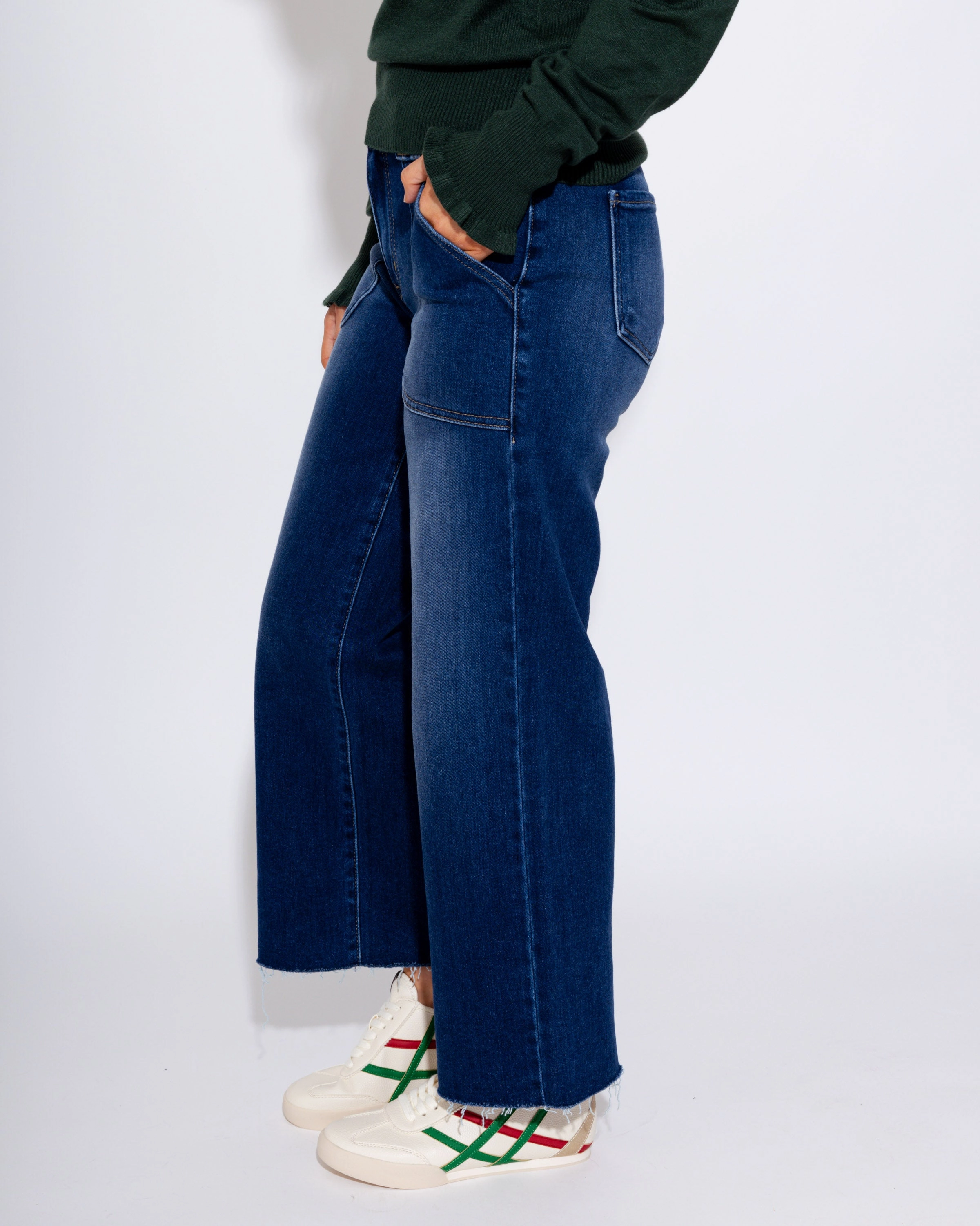 Petite Palazzo Jeans in Dark Comfy Choice Staple Piece