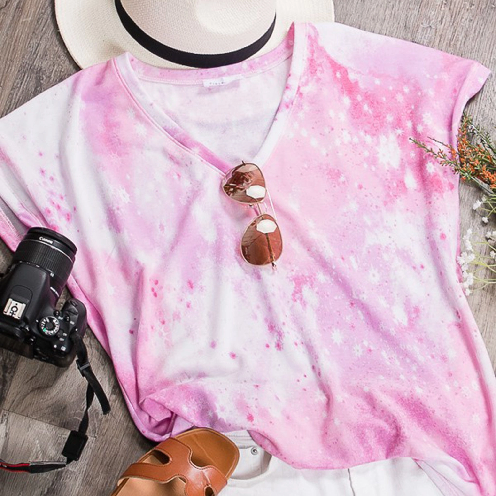 Pink Tie dyed Tee ChafeFreeEdging