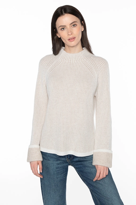 Plaited Rib Funnel Sweater Essential Layering Anti Pilling Treatment