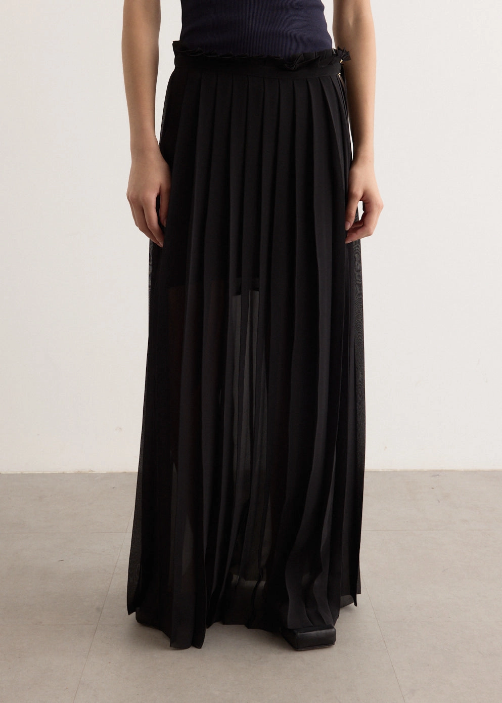 Pleated Skirt Contrast Stitching