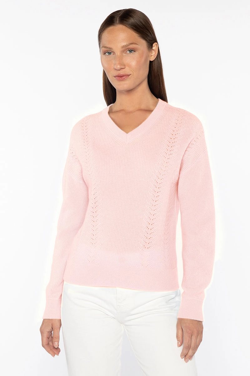 Ultimate Knitwear Soft touch layer Pointelle Detail Rib Vee