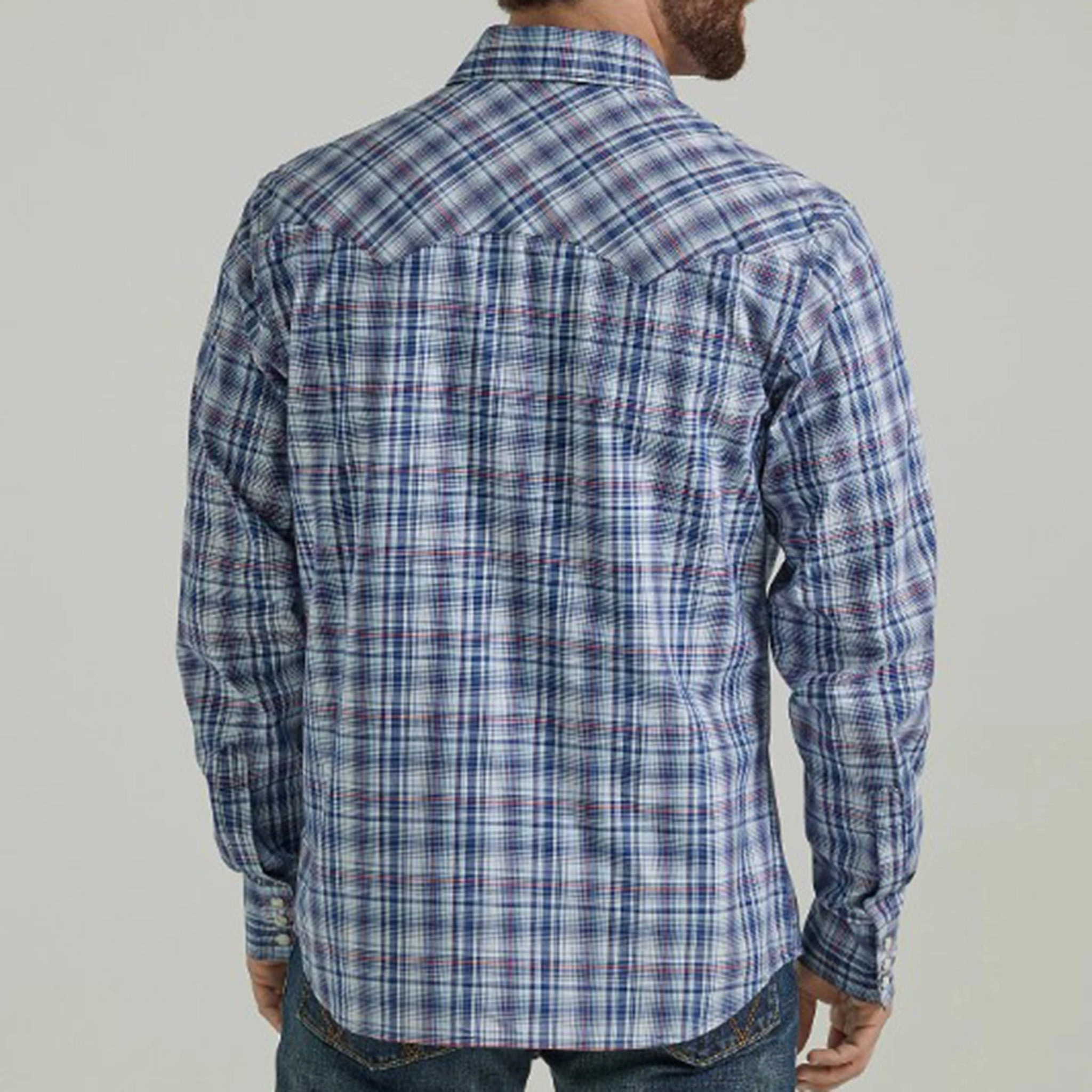 Wrangle Men's Blue Plaid Long Sleeve Eco Friendly Material