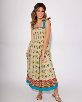 Relaxed Fit Look Semi Casual Blossom Breeze Smocked Midi Dress