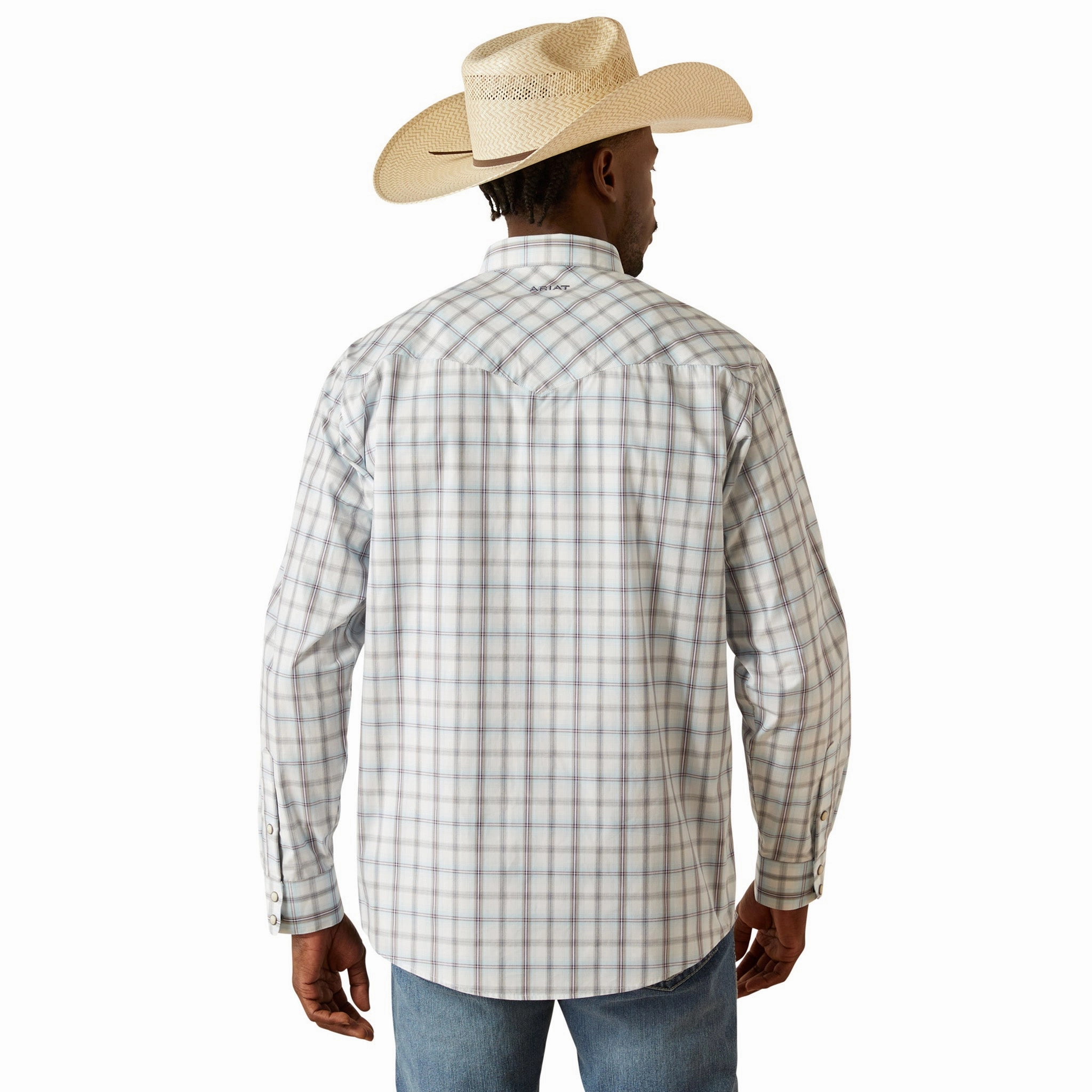 Ariat Men's Pro Worth Grey Plaid Long Sleeve Shirt Ultra Soft Interior Ombre look