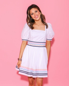 Easy Drape Poplin Mini Dress With Ric Rac Trim